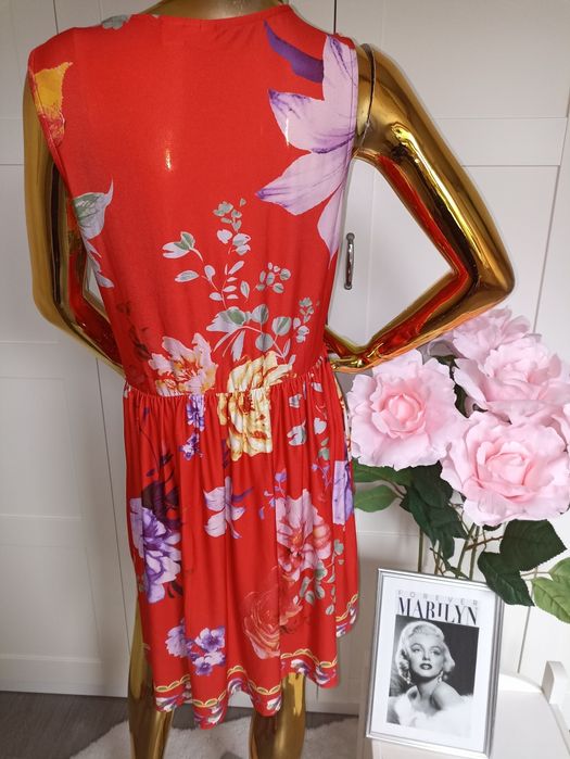 Nowa sukienka w kwiaty z koronką Bonprix R.40/42