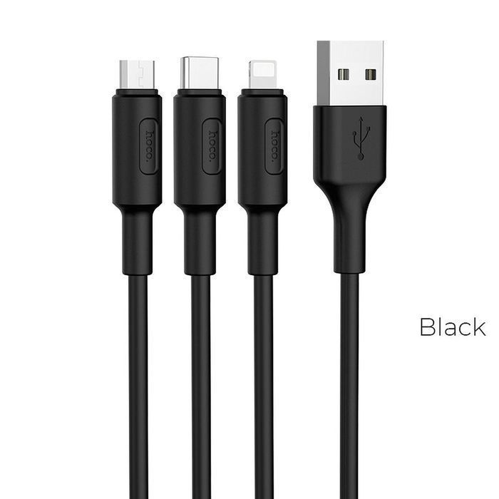 Kabel 3w1 USB A do Lightning / Micro USB / USB C Hoco 2A 1 m X25