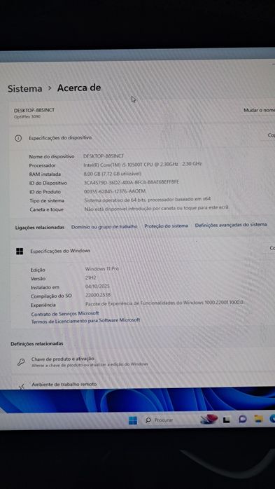 Computador Dell OptiPlex 3090 Micro Core i5-10500T 2.3 - SSD 256 GB -