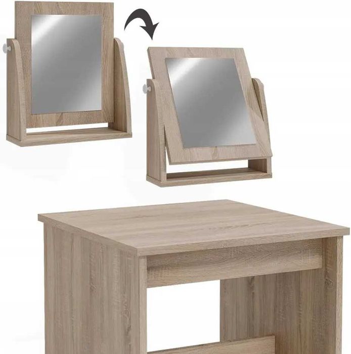 Taboret i lustro do toaletki Hoker Dąb Sonoma