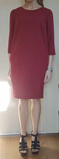 Bordowa sukienka oversize 36 S