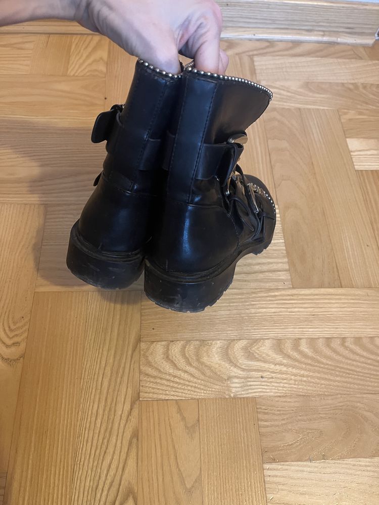 Czarne botki buty motocyklowe reserved 36 wysokie czarne