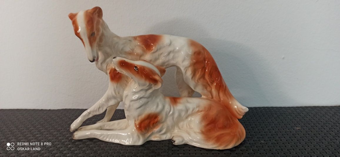Porcelana Sitzendorf Figurka Chart Rosyjski Borzoj ( Borzoi) Piękna