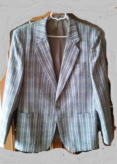 Marynarka męska, rozm. 52, paski, kratka, niebieska, popiel, szara,bdb