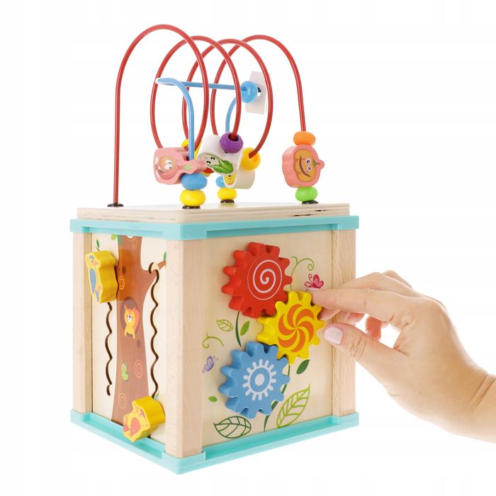 lt332 kostka montessori drewniana przeplatanka labirynt mula