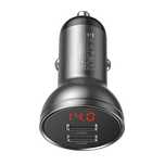 Baseus ładowarka samochodowa 2x Usb 4,8a 24w z Lcd szary (ccbx-0g)