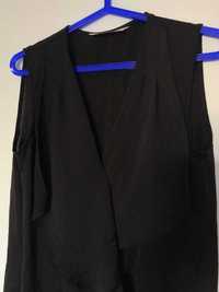 Sukienka tunika elegancka czarna dekolt serek Zara asymetryczna