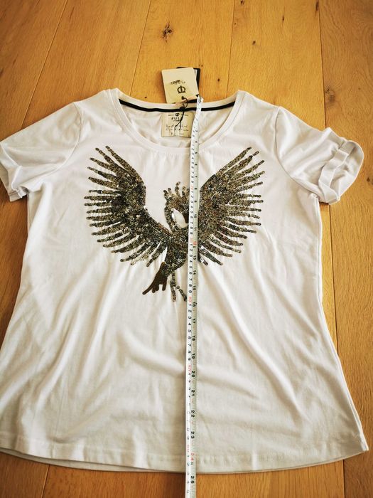 Bluzka damska tshirt PULZ biała cekiny L NOWA