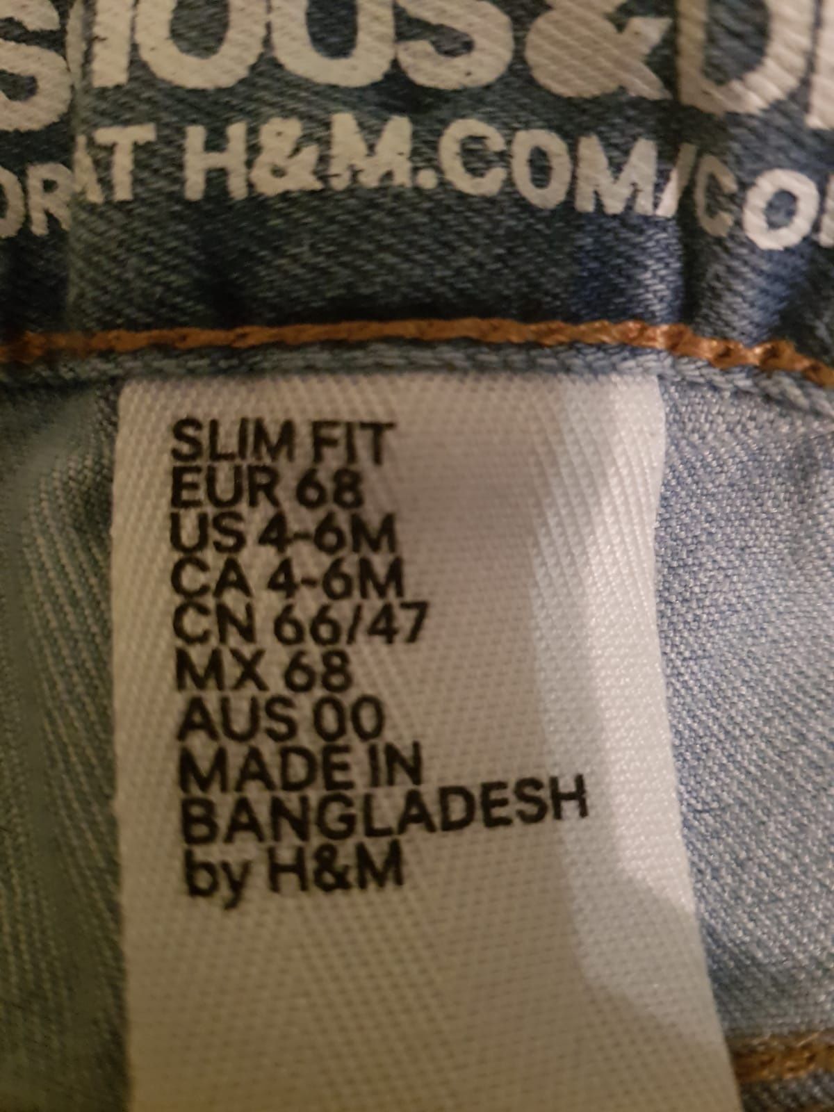 Jeansy H&M dla chłopca rozmiar 68