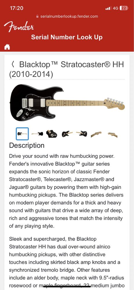 Pickguard Fender Stratocaster HH Blacktop MIM 2010