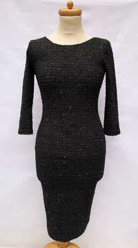 Sukienka Czarna Cekiny Ołówkowa Donna XS 34 Wizytowa