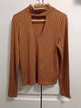Golf  damski H&M 38 M długi rękaw musztardowy rudy złota nitka eleganc