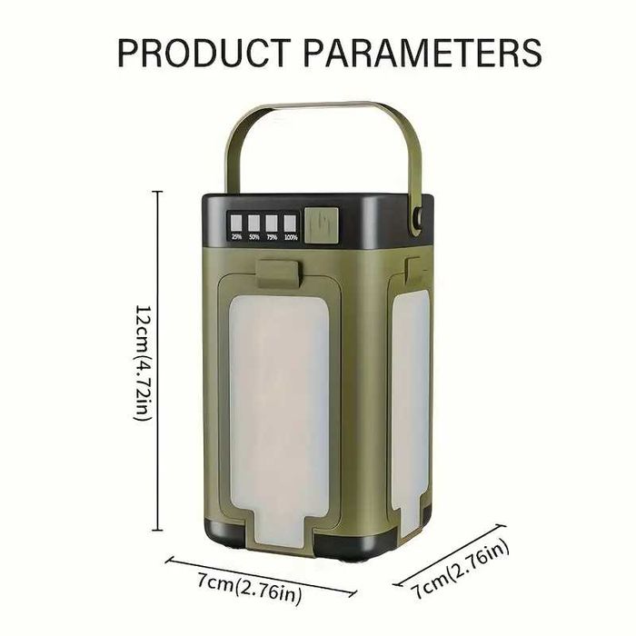 Портативний ліхтарик павербанк із сонячною зарядкою — 6 режимів світла
