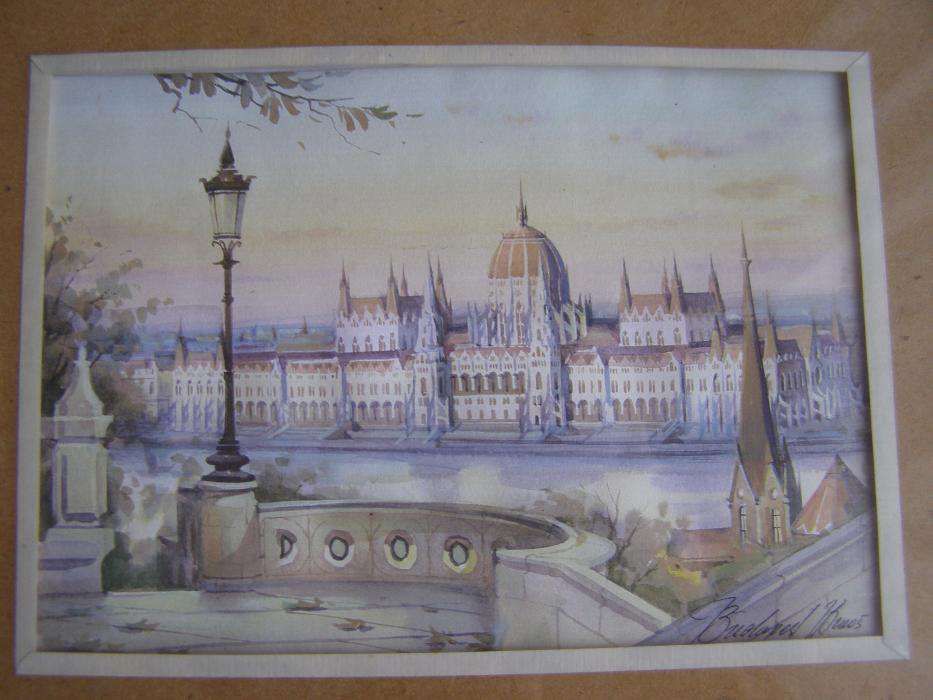 Акварель "Парламентский дворец Будапешта"
