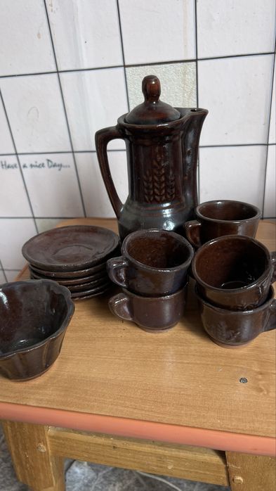Винтажный кофейный набор, керамика, 6 персон