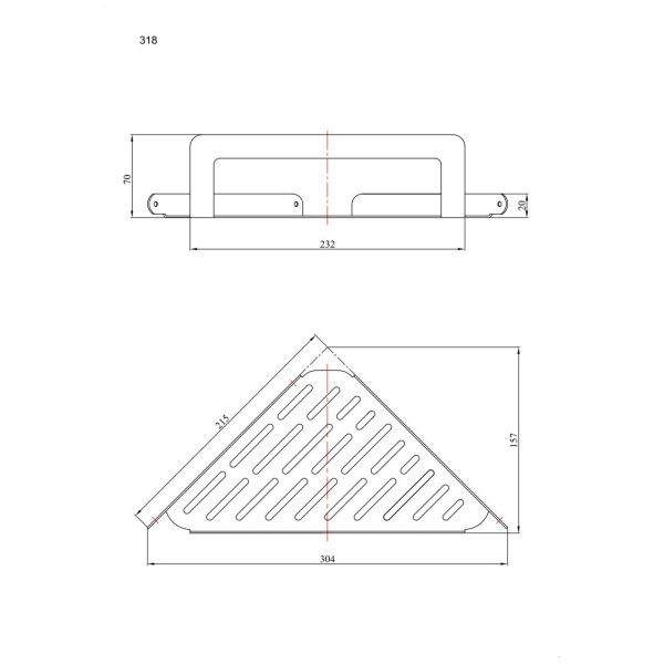 Koszyk prysznicowy narożny ANDEX Technic 318SG stal nierdzewna poler