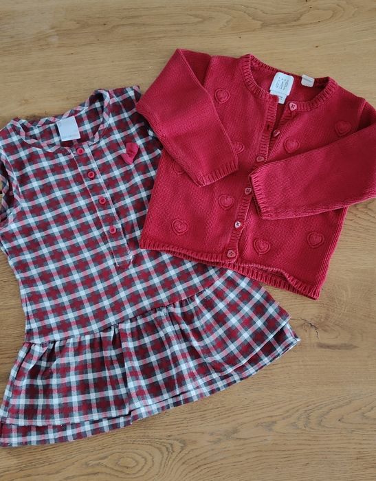 Sweter sweterek Gap sukienka w kratkę świąteczna cocodrillo 92