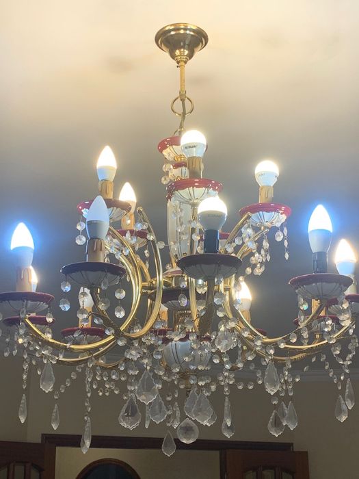 Lustre e dois apliques cristal