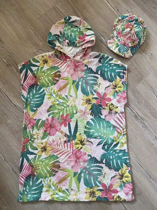 Next plażowy ręcznik - poncho  NOWY i czapka