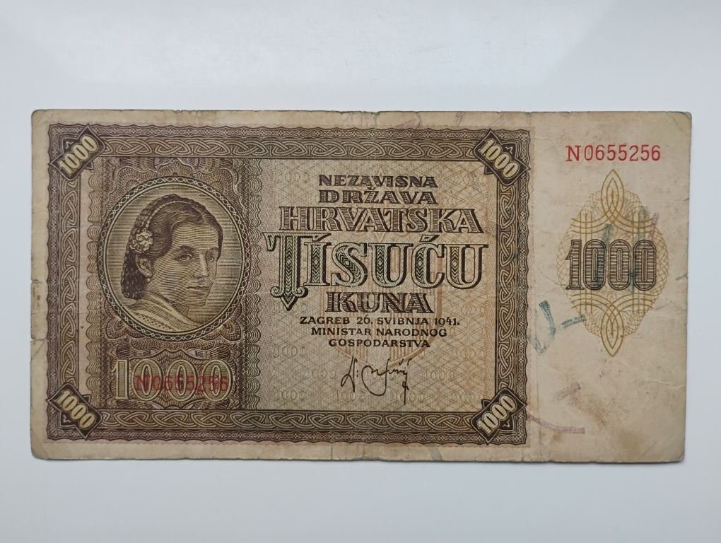 Banknot Chorwacja - 1 tys. kuna z 1941 r.
