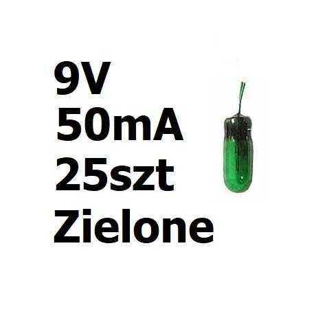 Żarówka miniaturowa zielona 3x7mm 9V 50mA 25szt