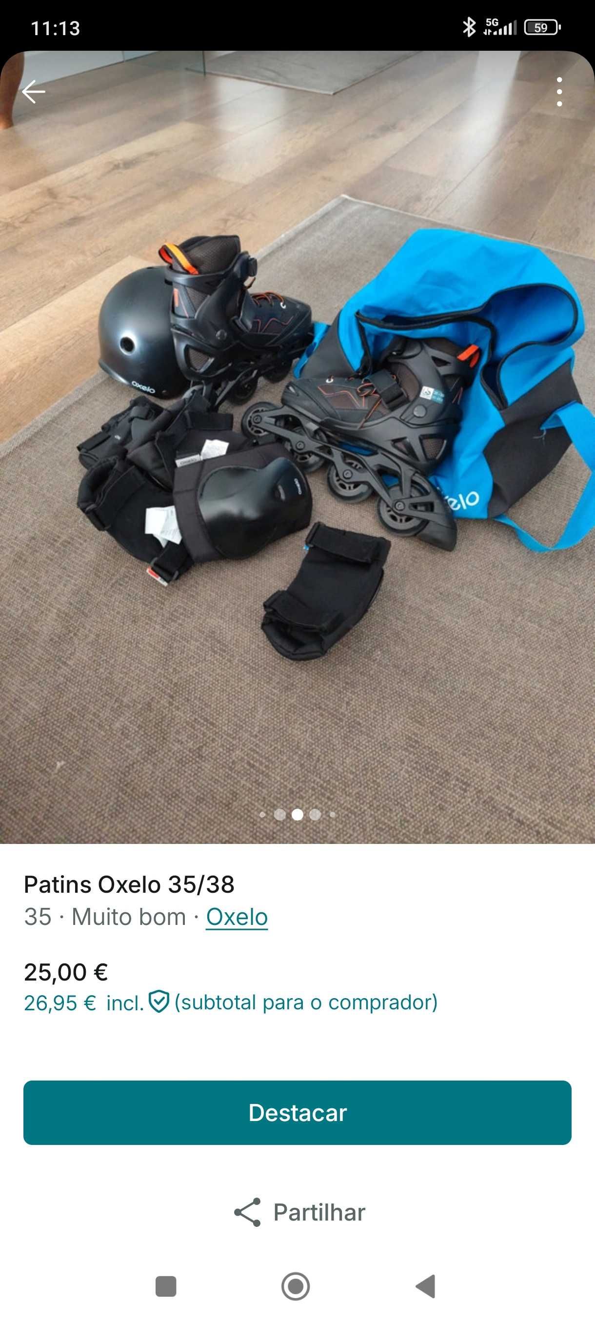 Patins com acessórios oxelo
