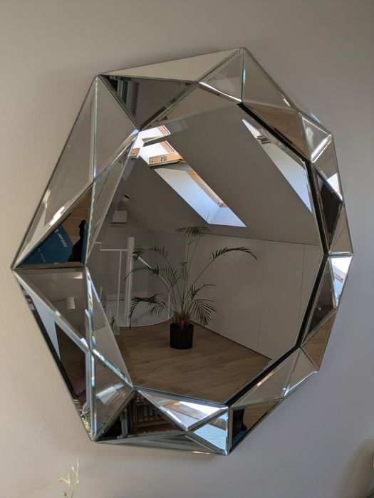 Lustro Glamour Kayoom Herakles srebrne diament 80cm dekoracja glam