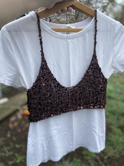 Вязаный топ королевская пайетка