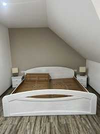 Sypialnia lozko biale sypialniane drewniane komplet