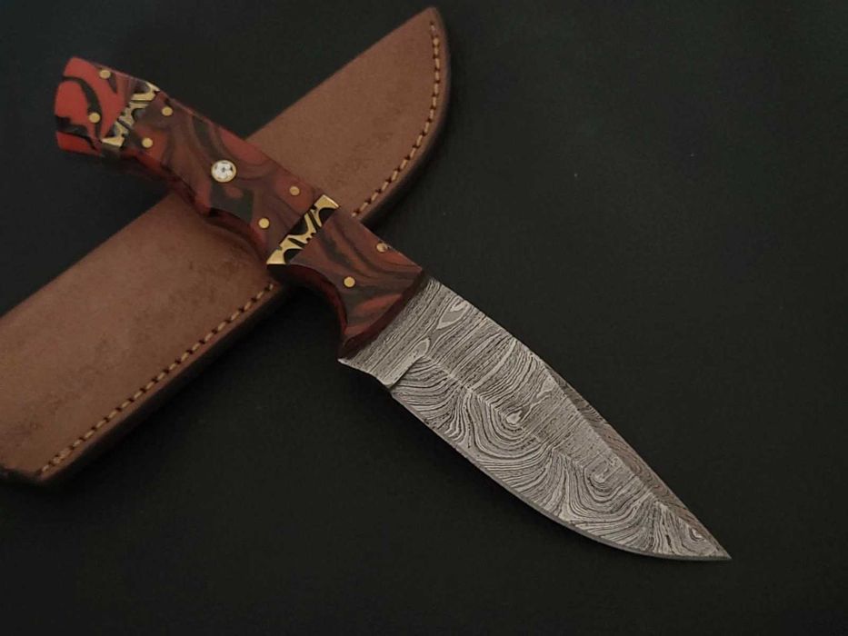 NÓŻ DAMAST myśliwski kuchenny stal damasceńska HANDMADE 23cm. kuty