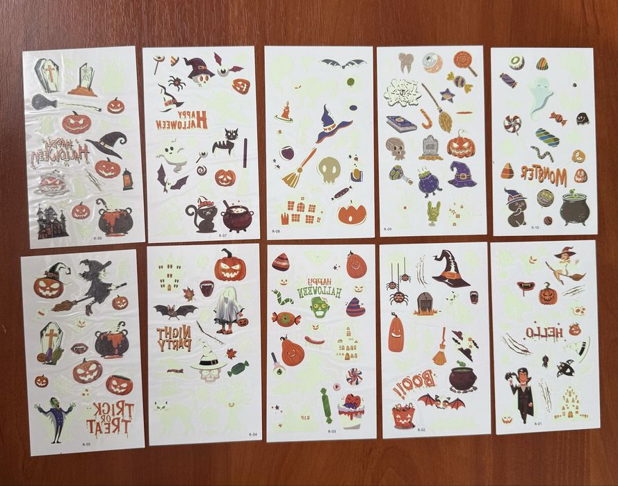 Тимчасові тату, що світяться Хеловін та Новий рік, новый год, хеллоуин