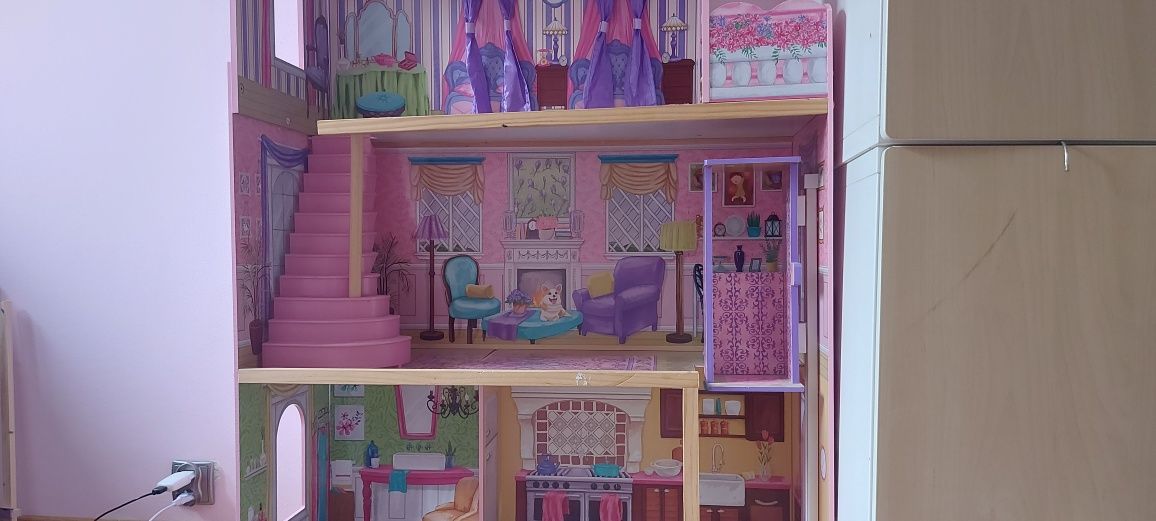 Domek dla lalek XXL 120 x 80 x 35 cm dla dziewczynki dom barbie winda