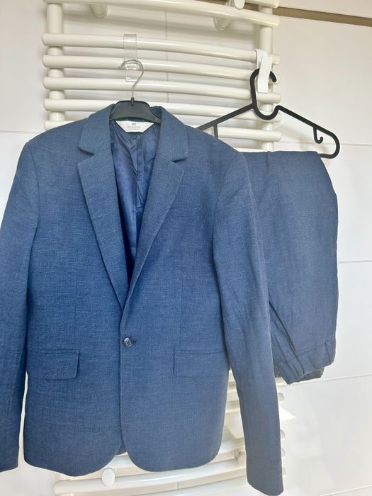 Garnitur Lniany granatowy 164cm H&M