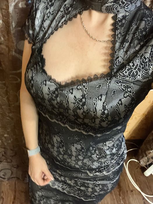 Сукня гіпюрова чорна-сіра