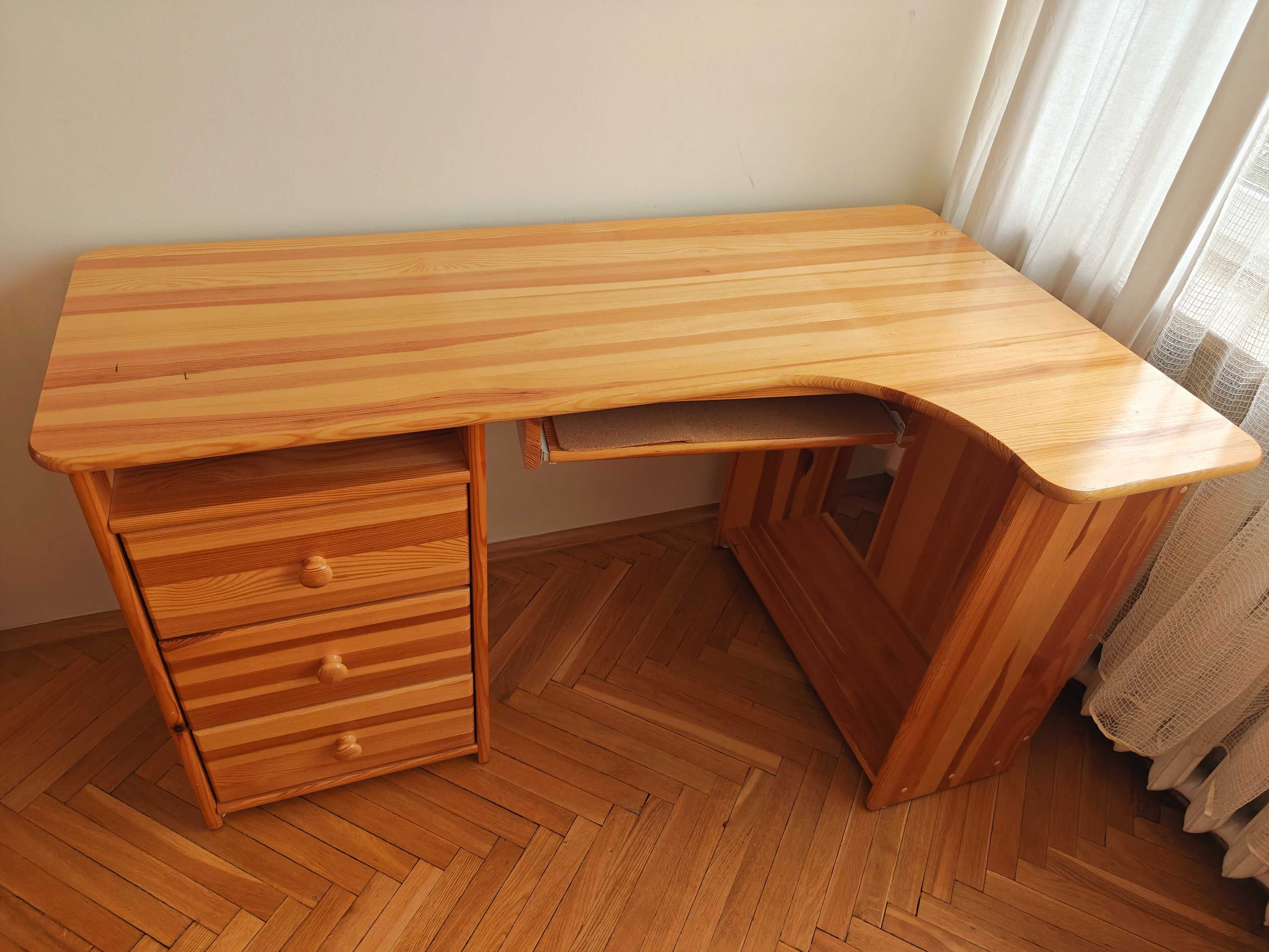 Biurko narożne komputerowe lita sosna 140x80
