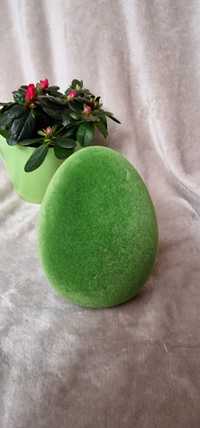 Większe zielone jajko flokowane ok 14, 5 cm
