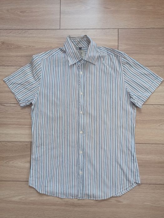 Koszula w paski z oryginalnym zdobieniem z krótkim rękawem