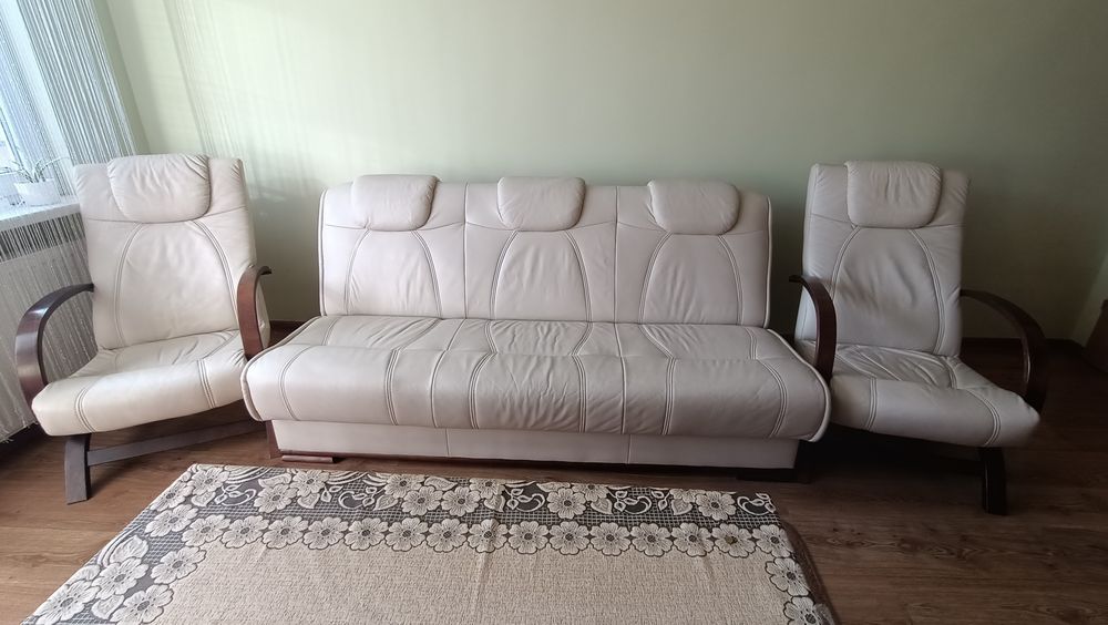 Kanapa rozkładana + dwa fotele