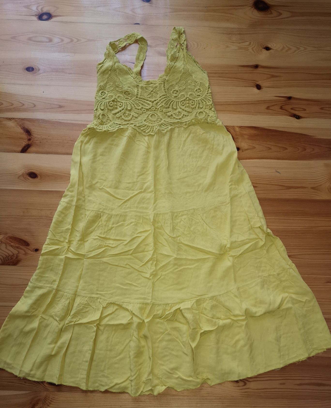 Sukienka długa oliwkowa - rozmiar S