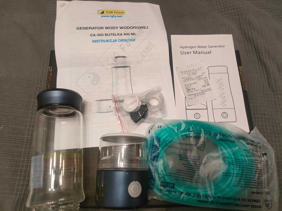 Butelka Wodorowa 400 ml (CA-303) Szklana Niebieska