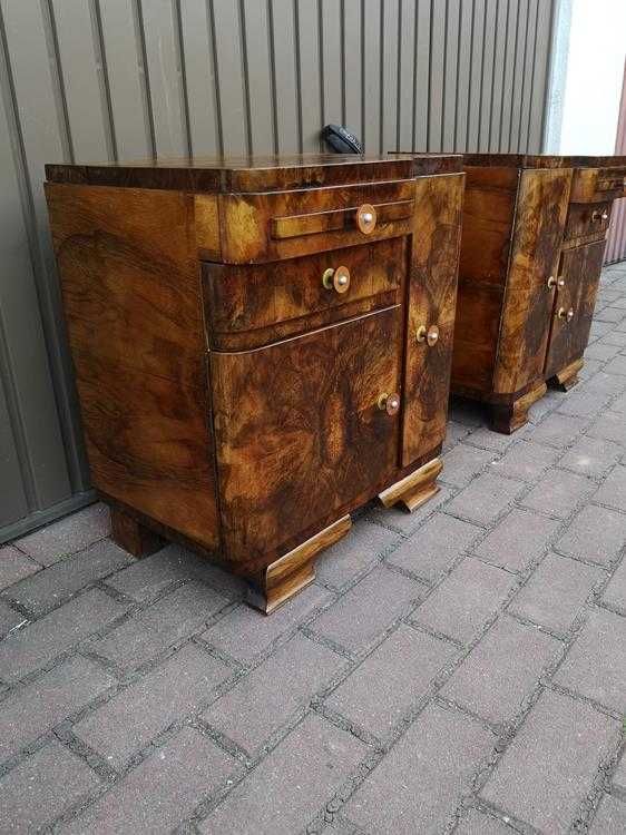 Stoliki Szafki Nocne Art Deco Orzech Stare Antyk Komplet Okazja.