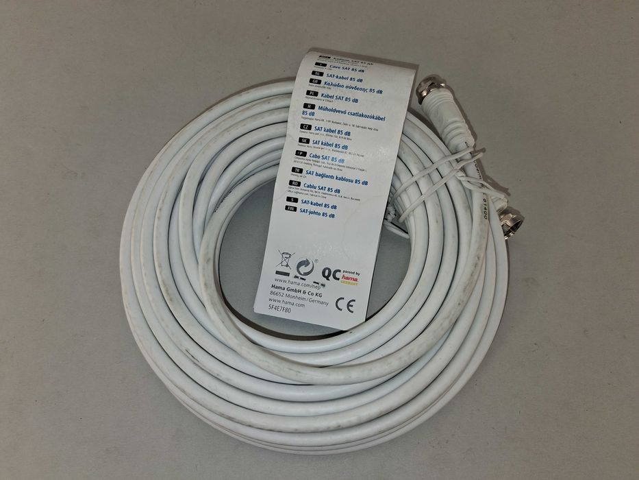 N222 Kabel Satelitarny Antenowy Hama 10m 85dB Classic Line F/F