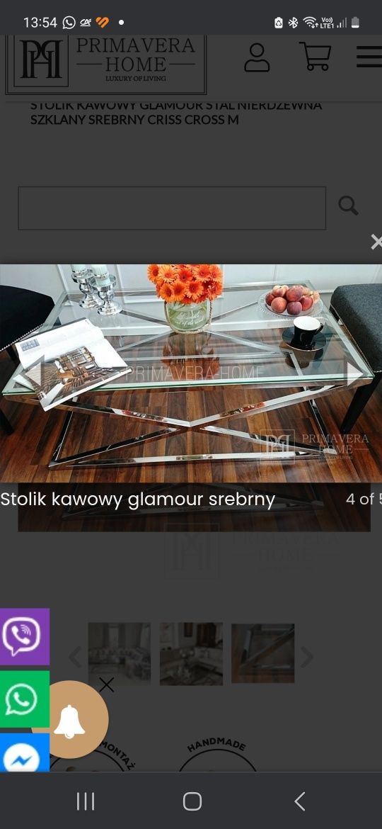 Sprzedam ławę, stolik kawowy glamour Primavera Home