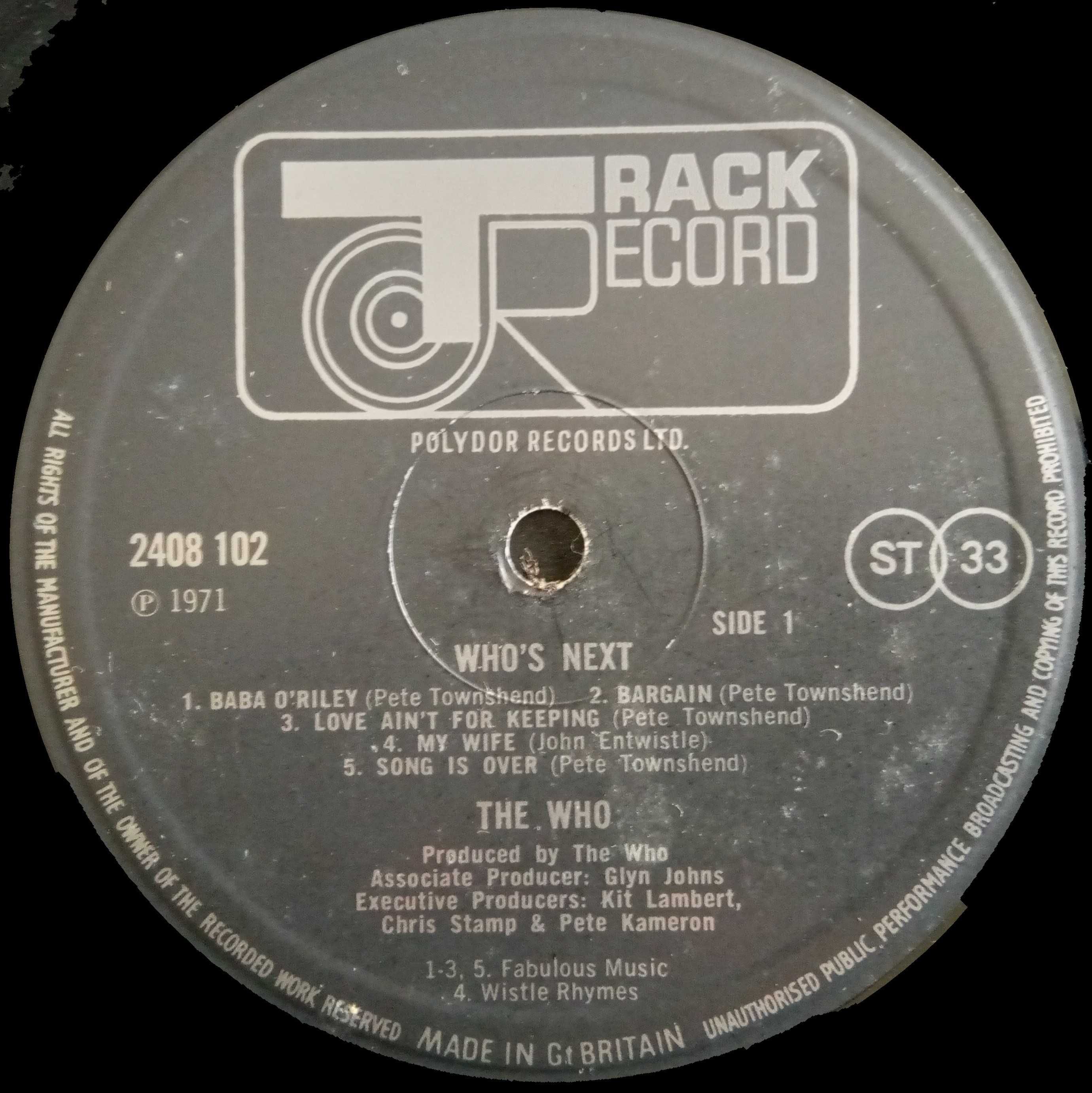 The Who	- - - - -	Who's Next	- - - - -	LP