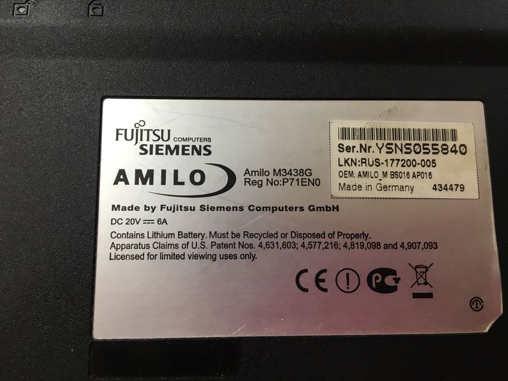 Ноутбук Fujitsu Siemens Amili M3438G