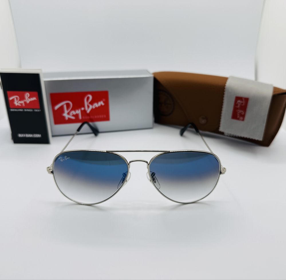 Солнцезащитные очки Ray Ban Aviator 3025 Silver-mBlue Grade 58 стекло
