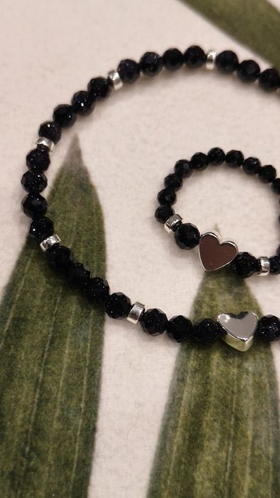 Zestaw bransoletka i pierścionek z naturalnych kamieni Piaskowiec