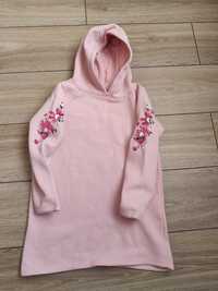 długa bluza,tunika różowa ,dziewczęca 122-128 z kapturemPepperts