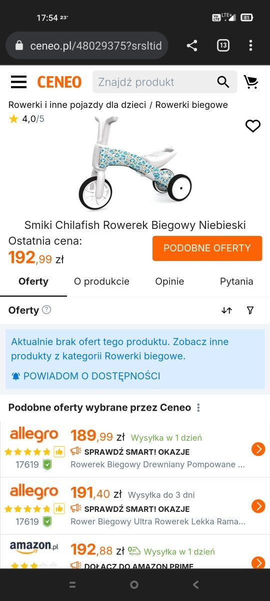Rowerek biegowy Chillafish Smiki