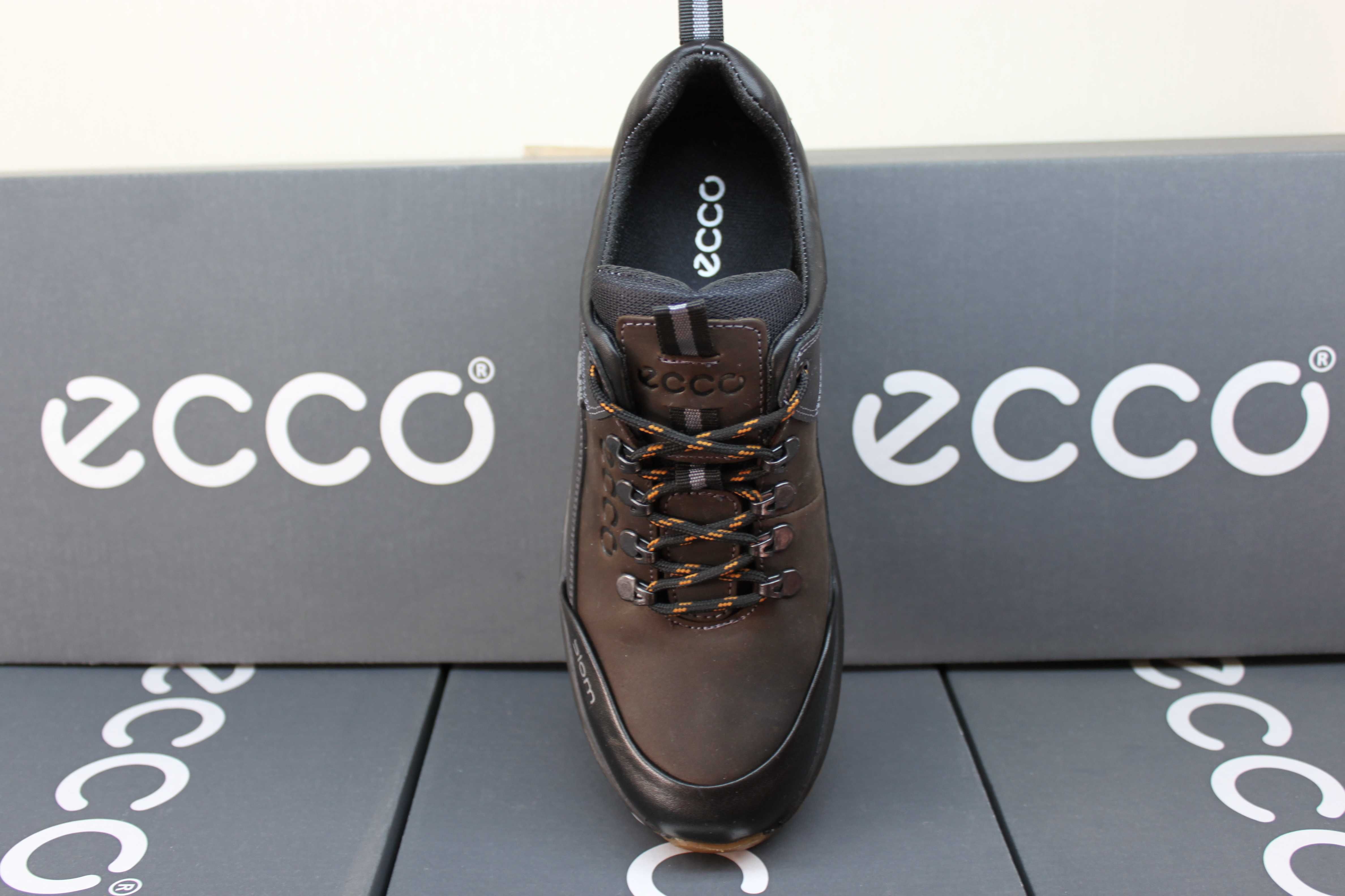 ECCO - кожаные черно-коричневые кроссовки- туфли- кросівки(9-3-17кор.)